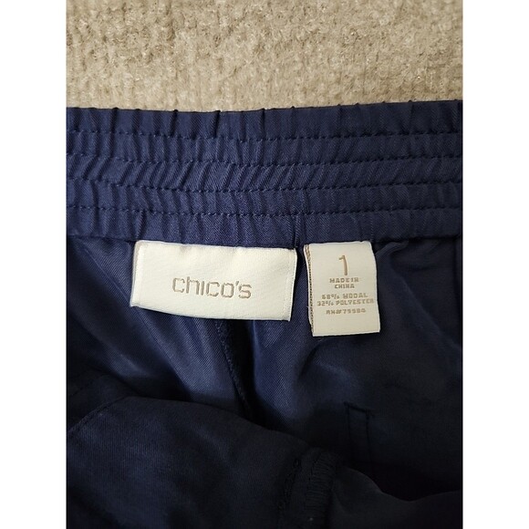 Chicos Utility Convertible Pants Womens 1 US 8 Blue Cargo Lightweight Elastic - Picture 9 of 10